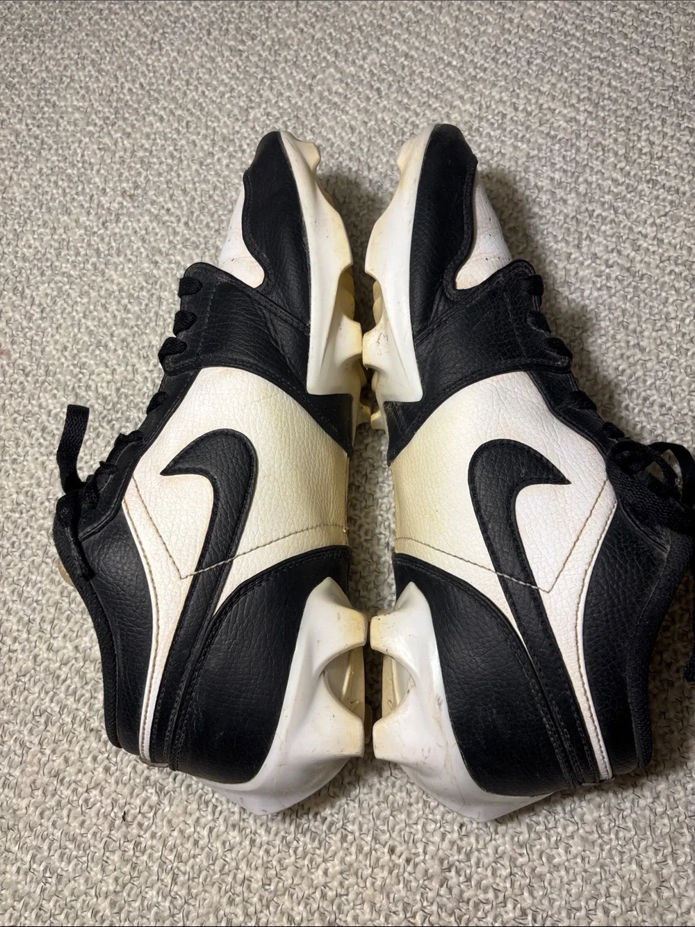 Jordan 1 Low TD Football Cleats Panda Black White AJ1 Men's Size 10.5